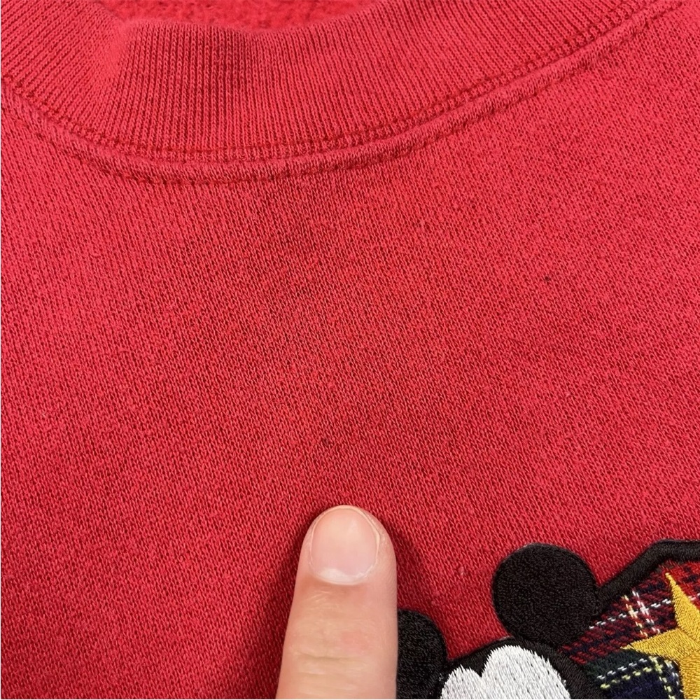 Vintage 90s Disney Mickey Mouse Red Plaid Kids Sweater - Picture 10 of 16